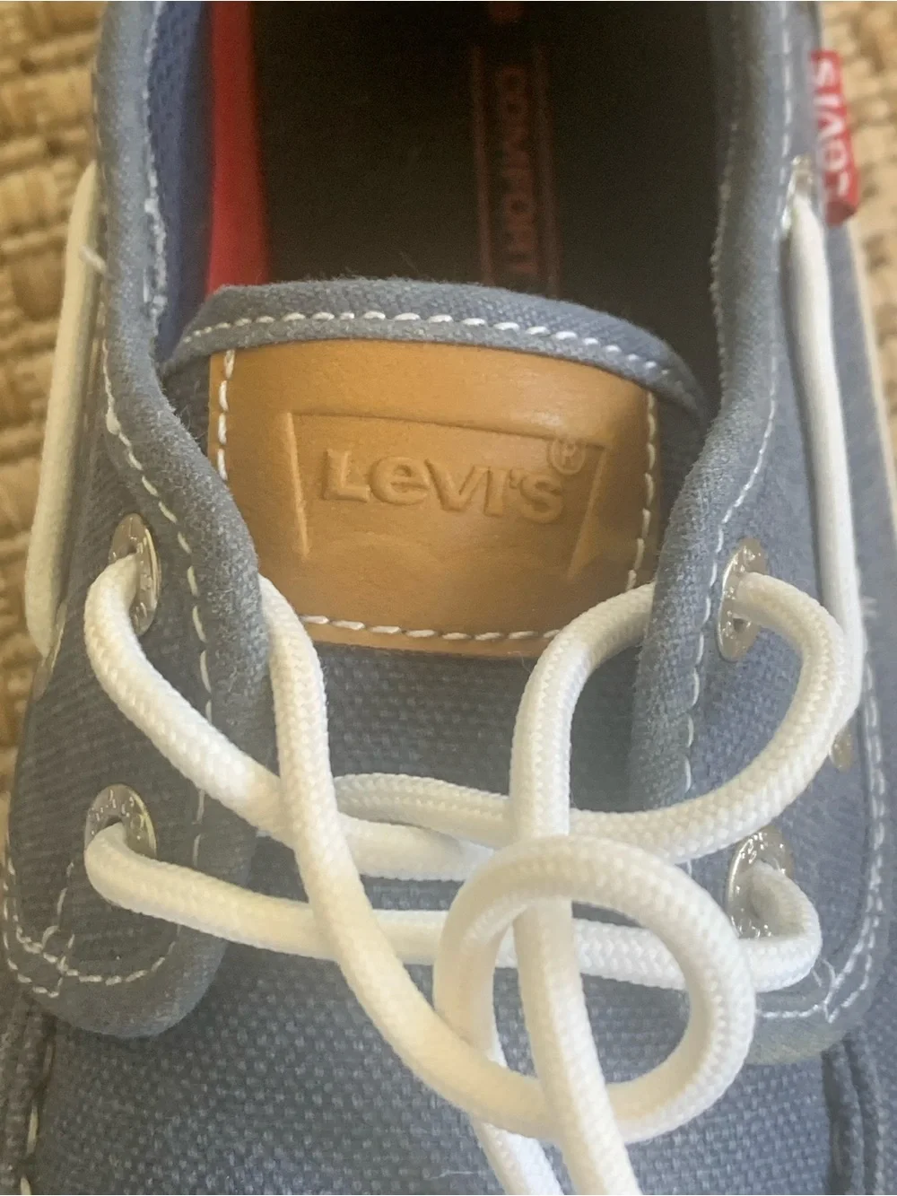 Levi’s Casual Canvas Boat Shoes in Blue with White Men’s Size 10